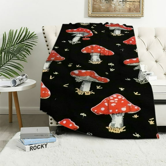 Shiartex Mushroom Blanket, Spring Birthday Gifts for Kids Women Flannel Bedding Quilt Soft Throw Blanket for Sofa Couch Bed Mushroom Living Room Decor 40x50in