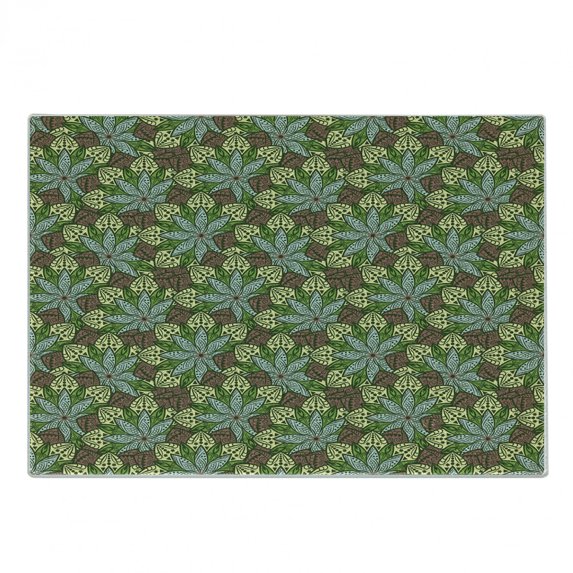 Floral Cutting Board, Mandala Pattern with Stars Triangles and Scale Motifs Oriental Inspirations, Decorative Tempered Glass Cutting and Serving Board, Small Size, Multicolor, by Ambesonne