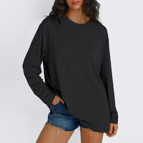 Tee Shirts for Women Fall Casual Long Sleeve Button Shirts Sweatshirt Top Pullover