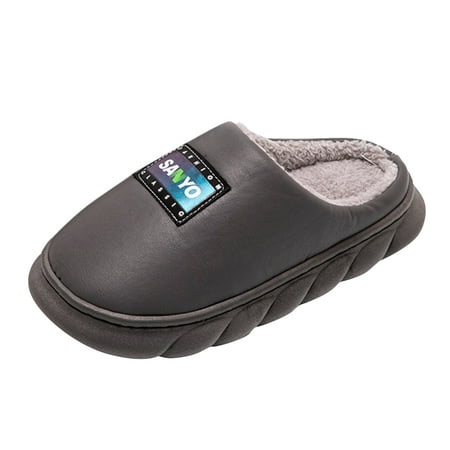 

Men Slippers Winter Couples Men Warm Home Baotou Thick Bottom Waterproof Soft Bottom Comfortable Solid Color Flat Cotton Slippers