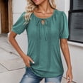 thumbnail image 2 of MIXUE Womens Summer Tops Solid Color V Neck Short Sleeve Boho Tunics T-shirts Sportwear,Green,S, 2 of 7