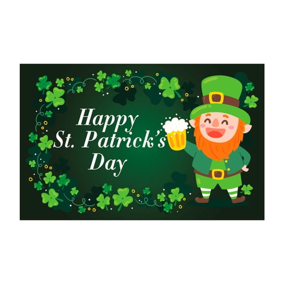 Oioii St. Patrick's Day Double-Sided Printed Flag - Shamrock Hat Coin Lucky Green Banner, Irish Holiday Yard Sign Poster for Photo Prop & Decor, Irish home decor, Green holiday decor, G