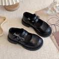 thumbnail image 5 of GiLiling Girls Mary Jane Dress Shoes, Double Strap with Heart Buckle, Thick Non-Slip Sole PU Leather Flats School Casual Footwear (Black, 3.5-4 Years), 5 of 6