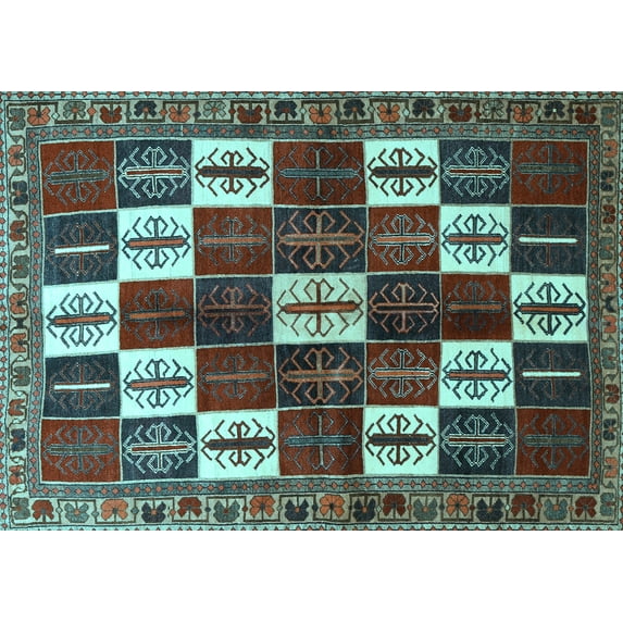 Ahgly Company Indoor Rectangle Persian Light Blue Traditional Area Rugs, 8' x 10'