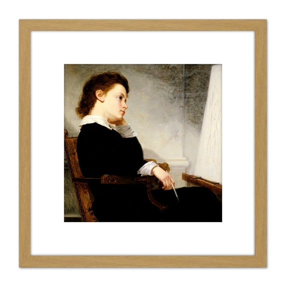 Henry Story The Young Artist 1873 Painting 8X8 Inch Square Wooden Framed Wall Art Print Picture with Mount