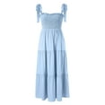 thumbnail image 2 of VISgogo Vestido de Mujer, Color Sólido Sin Mangas Volantes de Una Pieza con Tirante Ajustable para el Hombro para el Verano, S/M/L/XL VISgogo moda, 2 of 9