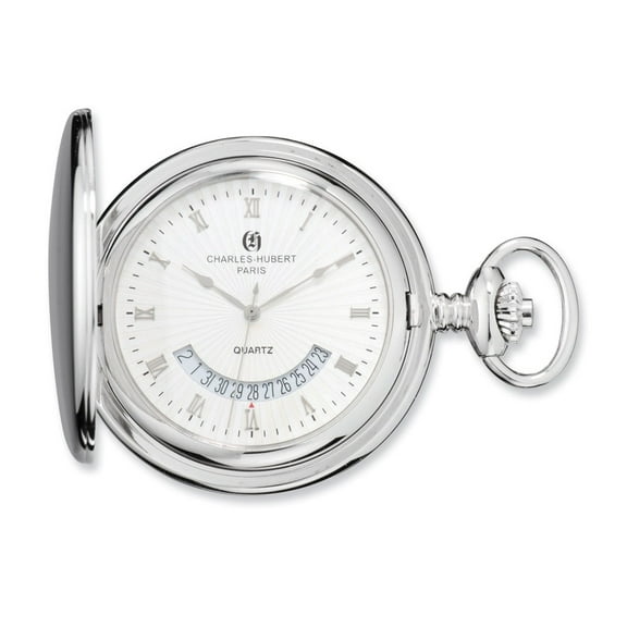 Charles Hubert Chrome-Finish White Dial Pocket Watch; for Adults and Teens; for Women and Men
