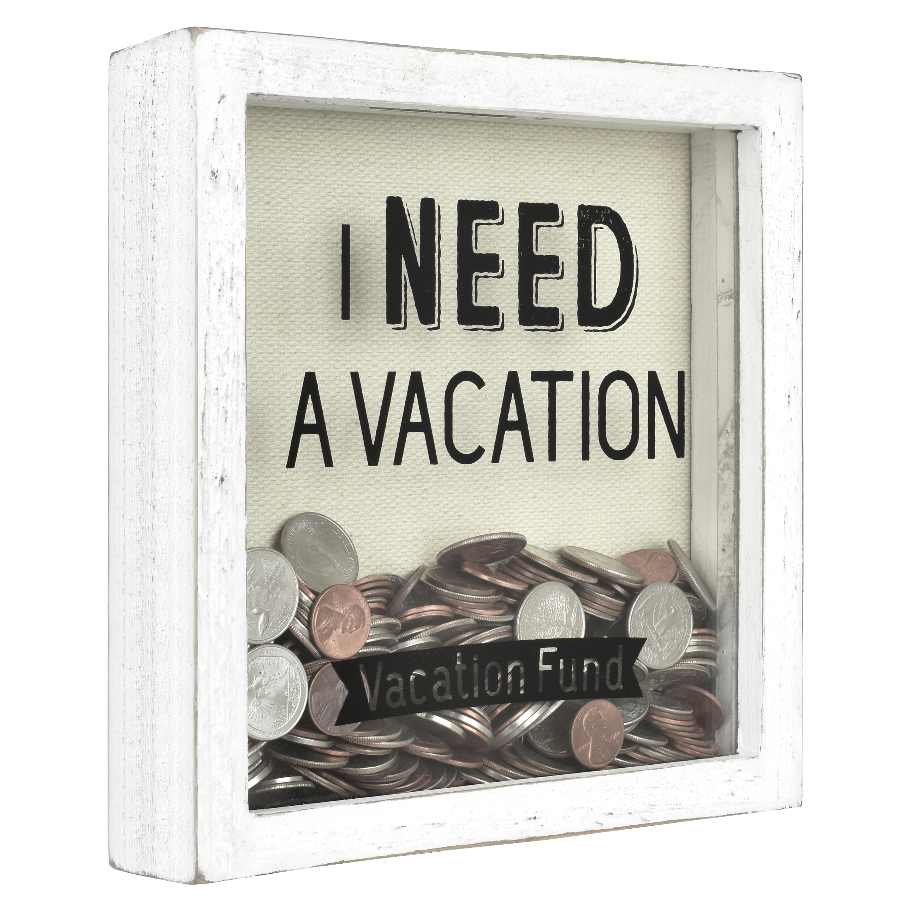 Mainstays Wood Piggy Bank & Money Jar, White