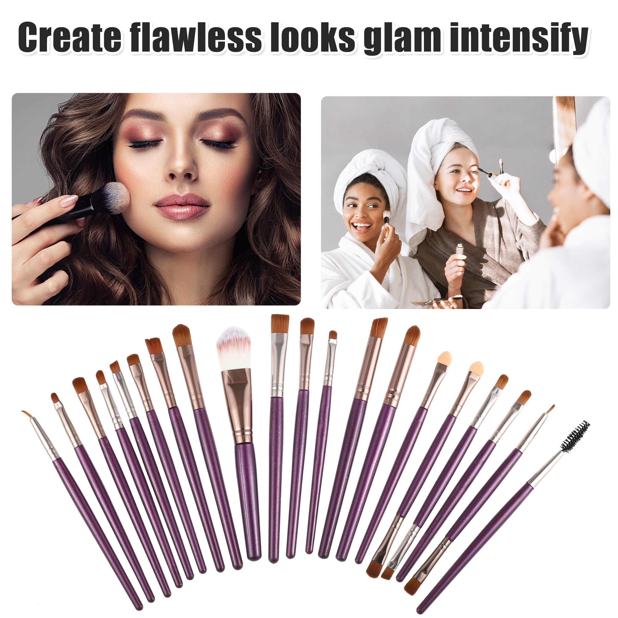 Unique Bargains 1 Set Travel Makeup Brush Set for Concealer Blush Purple