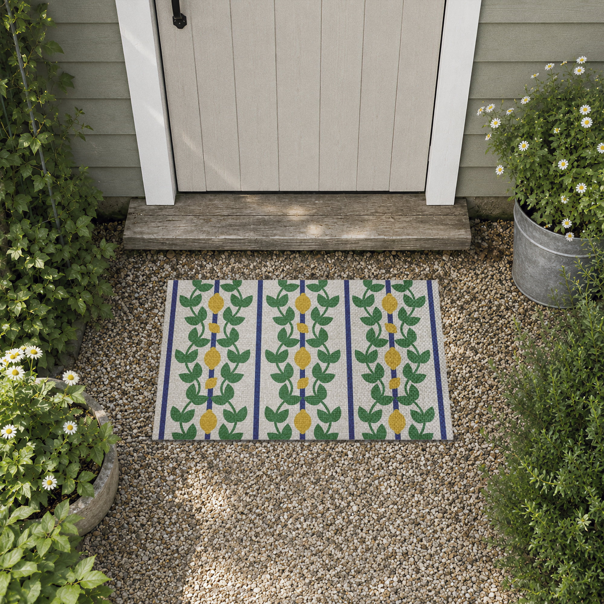 Stupell Industries Mediterranean Lemon Vines Printed Outdoor Imitation Sisal Floor Mat, design by Lil' Rue