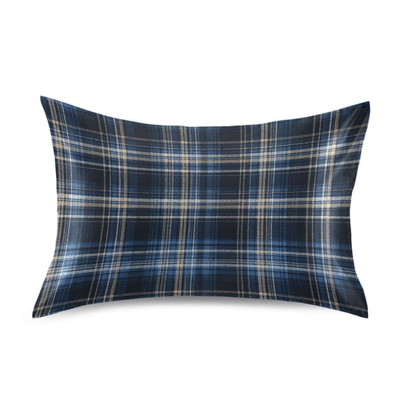 Haosy Satin Pillowcase for Hair and Skin Standard Cooling Silk Pillow Case with Envelope Closure Blue Scottish Tartan 20"x26"