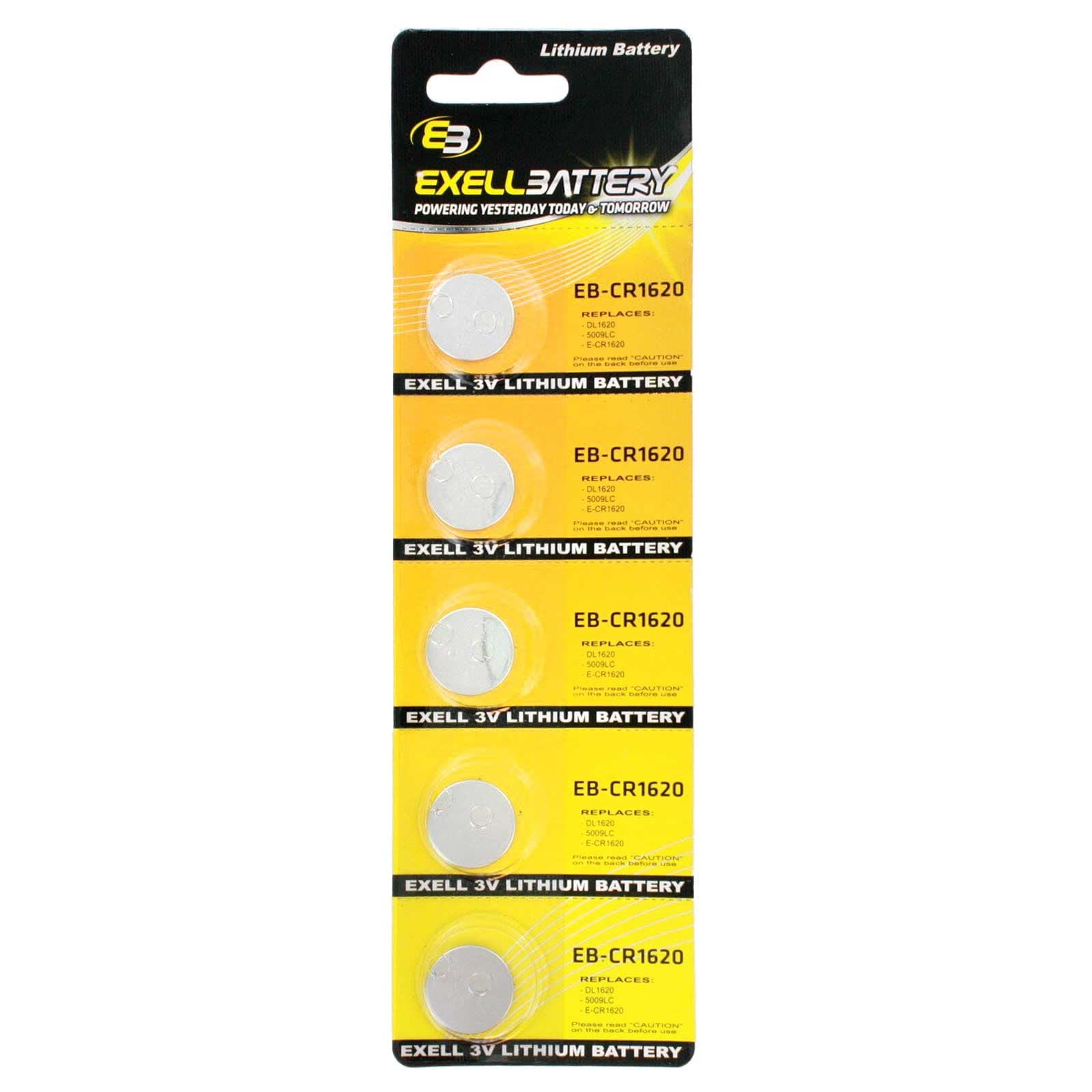 5pk 3V Coin Cell Battery Replaces ECR1620, BR1620, 280208, DL1620B