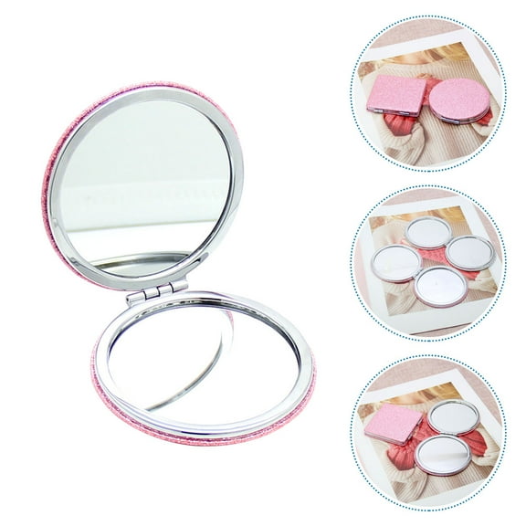 LEORX Folding Mirror Mini Round Makeup Mirror Pink 1Set