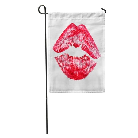 SIDONKU Pink Lipstick Beautiful Red Lips White Kiss Mark Affair Erotic Color Romance Luxury Garden Flag Decorative Flag House Banner 12x18 inch