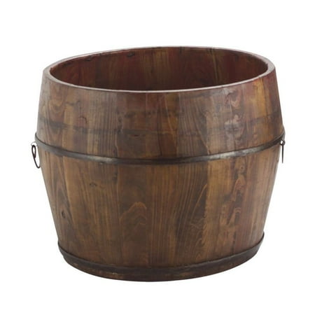 Antique Revival Vintage Wooden Kitchen Bucket with Ring Handles 13H