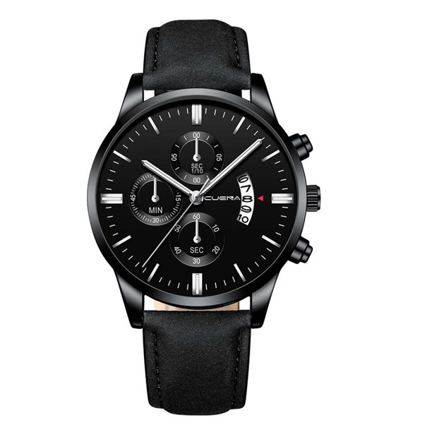 Reloj analógico de cuarzo con correa de cuero y caja de acero inoxidable para hombres deportivos a la moda Wmkox8yii gfajkfgbkjabf232