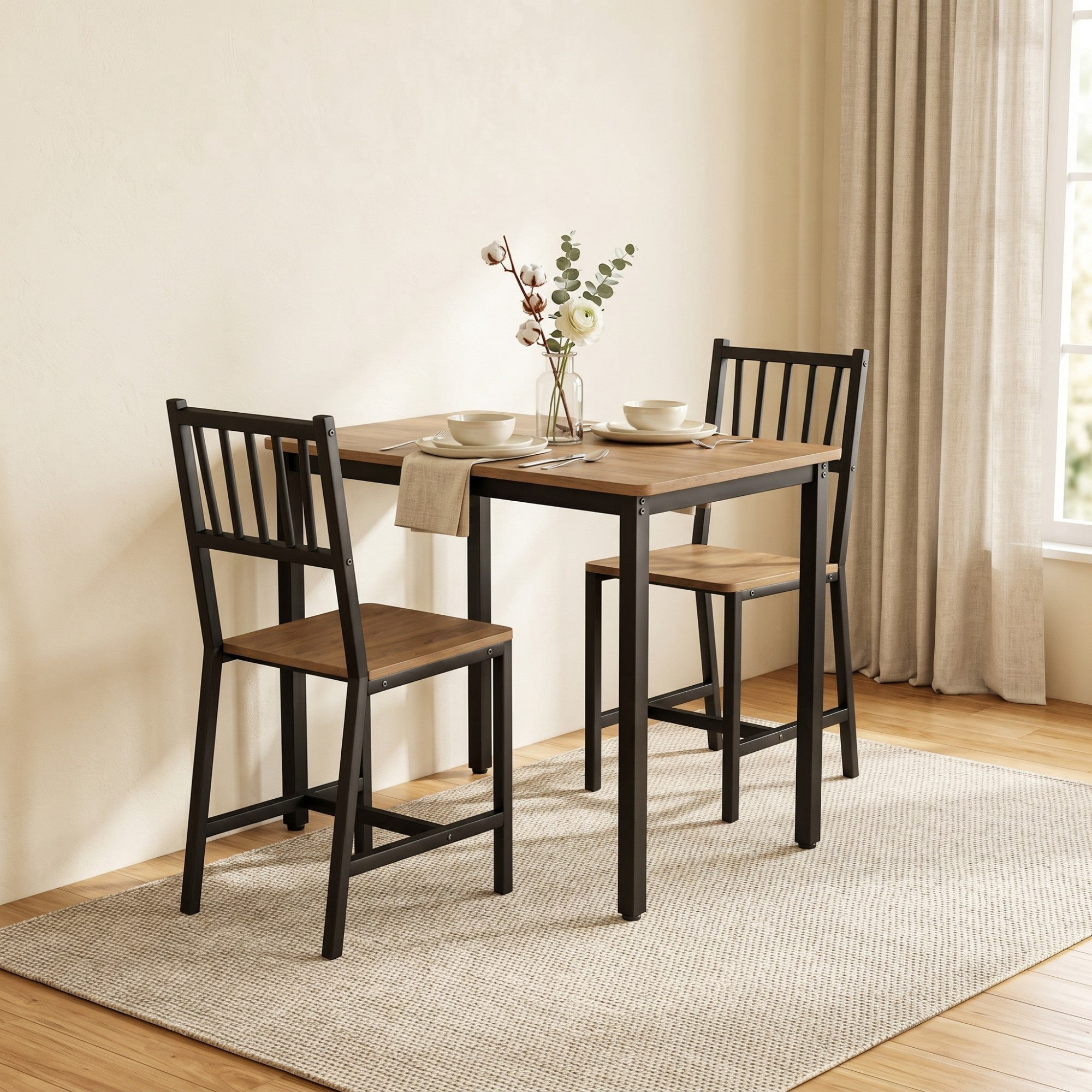 Sailvan 3-Piece Dining Table Set, 35.4″L x23.6″W x29.7″H, Bar Table with 2 Chairs