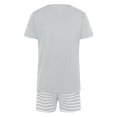 thumbnail image 3 of DuoJiaJ Women Summer Pajamas Striped V Neck Pocket Short Sleeve Shorts Pajama Set Cotton Nightwear For Women Grey, 3 of 5