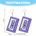 thumbnail image 2 of DESIGNICE 4 Pairs Cassette Tape Dangle Earrings 70S 80S Retro Cassette Dangle Earrings Acrylic Punk Funny Earrings Neon Earrings Party Accessories Holiday Birthday Gifts for Diy Women Ladies, 2 of 7