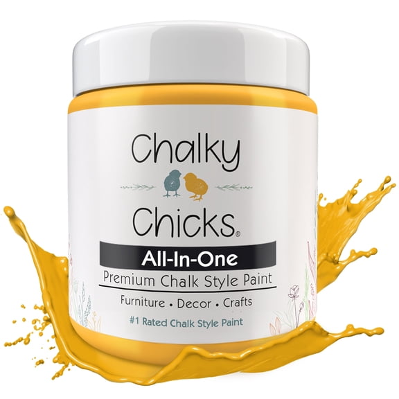 Chalky Chicks 8 Fl Oz Matte Bees Knees (Yellow) Chalk Paint for Furniture Without Sanding - No Prep Furniture Paint No Sanding All in One for Crafts, Wood, Walls, Cabinet, Metal, Dresser, Farmhouse