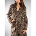 thumbnail image 3 of DARING DIVA Women's Fashionable Animal Print Trench Coat L Light Green, 3 of 6