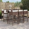 thumbnail image 1 of vidaXL 7 Piece Garden Bar Set with Cushions Brown Poly Rattan, 1 of 4