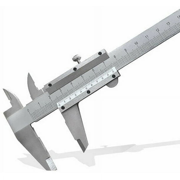 Dinheiro Calibrador Vernier Herramienta de medición de acero con alto contenido de carbono Métrico de 150 mm para mediciones de profundidad interior, exterior, longitud, altura y espesor (Plata)