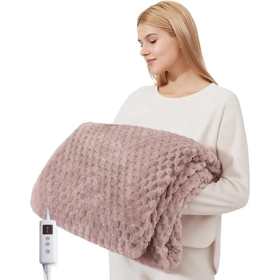 Heated Blanket Electric Blanket Throw Size 50 in x60 in, 6 Heating Levels & 9 Hours Auto Shut Off, Cozy Soft Fleece Fast Heating Blankets Gift, Machine Washable, Pink