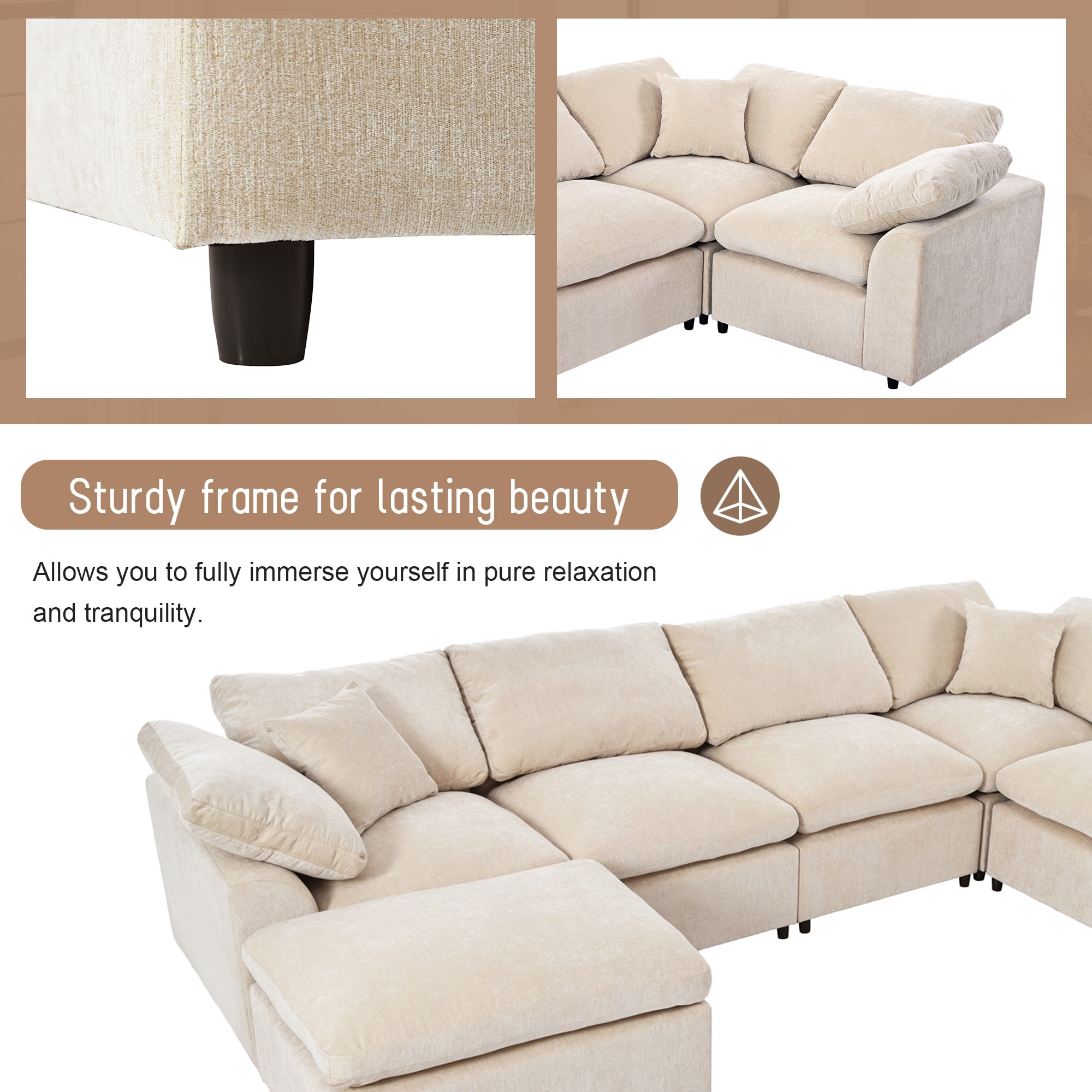 GNIXUU Modular Sectional Sofa Set for Living Room,Oversized