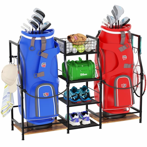 Organizador para bolsas de golf Jsskeeim con soporte para 2 bolsas