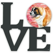 Saint Bernard Love Metal Wall Artwork LOVE Red