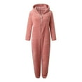 thumbnail image 2 of Mchoice Winter Warm Pajamas for Women Fleece Onesie Cute Long Sleeve Hooded Jumpsuit Nightgown Soft Sleepwear Onesie Pajamas for Women on Clearance, 2 of 4