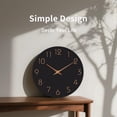thumbnail image 5 of Wall Clock Operated 10 Inch Black Silent Non Ticking Simple Minimalist Style Rose Numbers Decorative For Living Room Kitchen Home Office Bathroom, 5 of 9