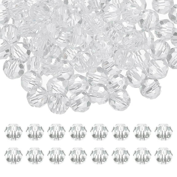 Uxcell 8mm Round Crystal Beads, 100 Pcs Glass Faceted Ball Beads for Jewelry Making, Clear