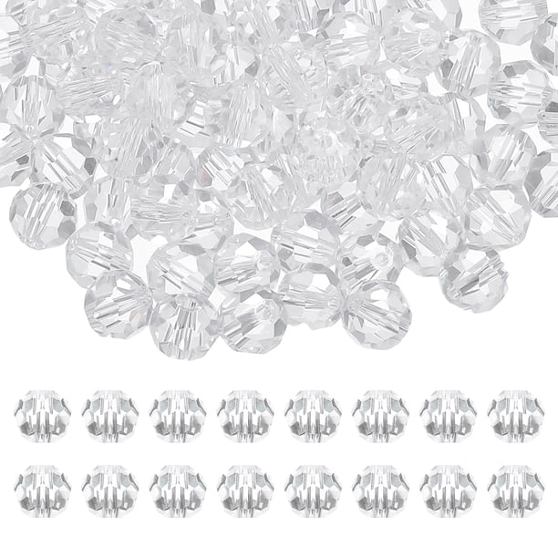 Cuentas de cristal redondas de 8 mm Uxcell, 100 piezas de cuentas de bola facetadas de vidrio para hacer joyas, transparentes