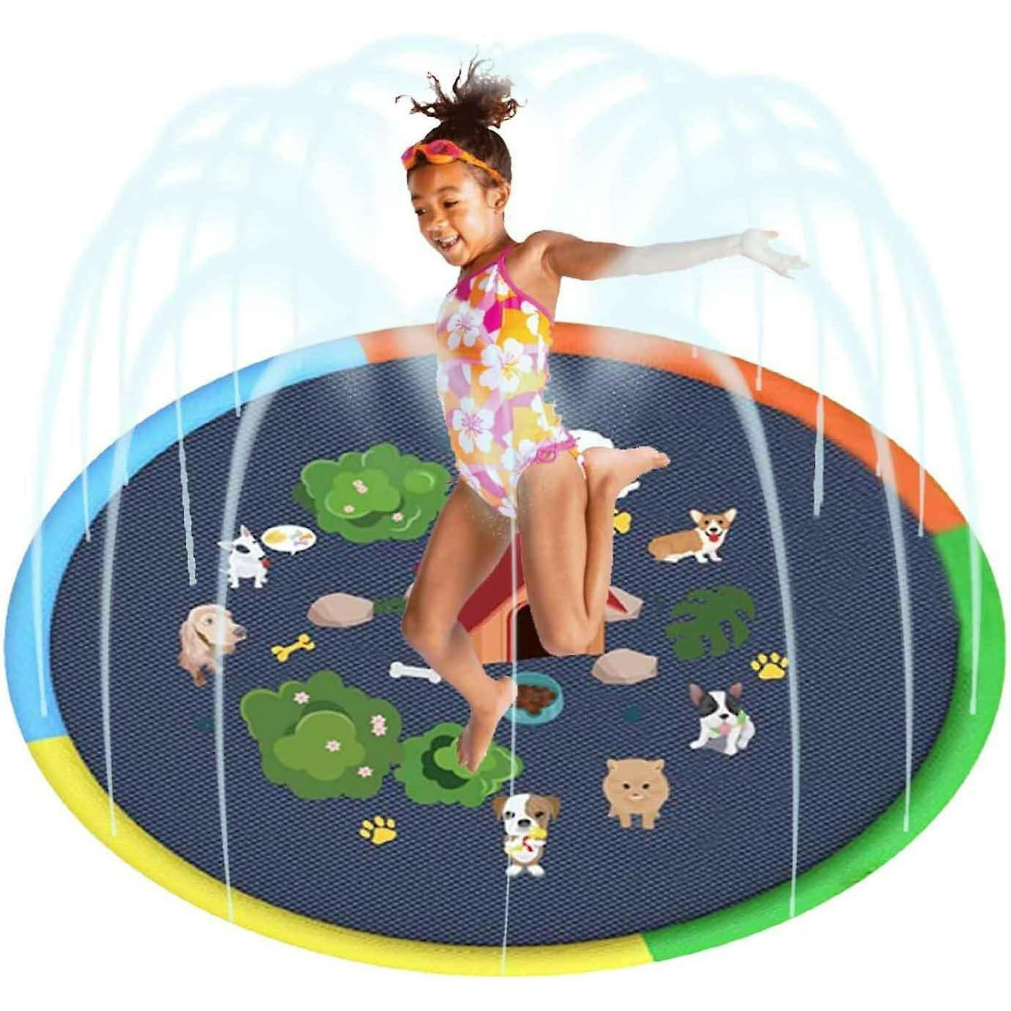 LLC Large Dog Splash Pad for Outdoor Play Thickened 170cm Dog Fun Sprinkler