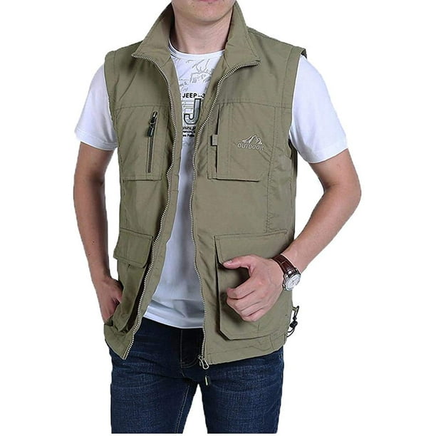 AIMTYD Men's Outdoor Vest Lightweight Travel Pockets Sleeveless Jacket