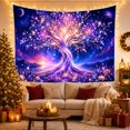 thumbnail image 3 of Luminous Tree Beside Water and Mountains, Inspirational Fantasy Style for Nature Lovers, Tree of Life Wall Art, Housewarming Gift, Tapestry Wall Hanging for Bedroom and Living Room, 3 of 6