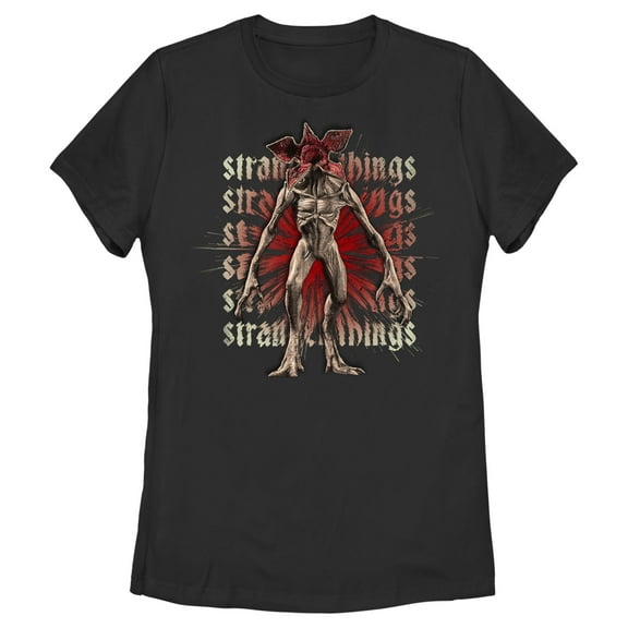 Netflix Women's Stranger Things Demogorgon Monster Logo Stacked Graphic T-Shirt