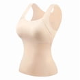 thumbnail image 6 of TZZQ Women's Plus Size Built-in Bra Tank Tops Summer Strechy Sleeveless Square Neck Tee Shirt Loose Fitted Double Layer T-Shirts Soft Basic Camisole Tops Athletic Workout Undershirts Beige Xxl, 6 of 7