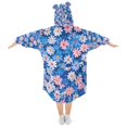 thumbnail image 2 of FORMRS Wearable Blanket Hoodie with Sleeves for Kids Cozy Flannel Sweatshirt, Blue Daisy, 2 of 7