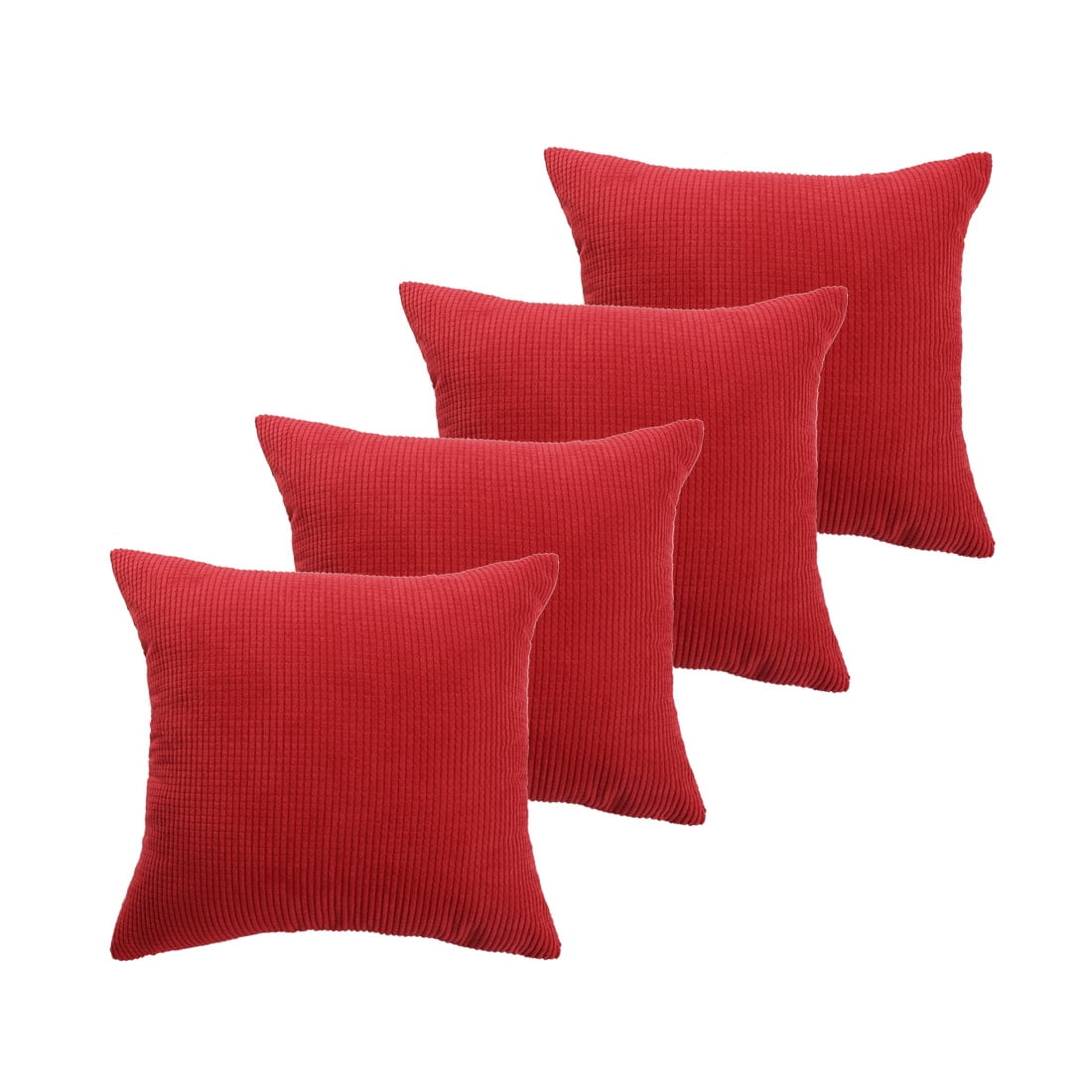 Unique Bargains 4Pack Corduroy Decorative Throw Pillow Covers Red 18