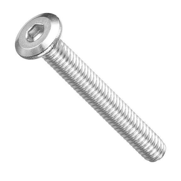 Flat Head Hex Socket Cap Screws Bolts(1/4"-20x2") 12Pcs, 304 Stainless Steel Hex Socket Furniture Bolts Countersunk Screws - for Furniture Woodworking Project, Silver Tone