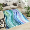 thumbnail image 2 of Blue-Green-Purple Gradient Color Rug for Living Room, Modern Flowing Line Design Area Rugs, Anti-Slip Washable Low Pile Carpet for Bedroom Lounge Study Room Office Entryway 5x7ft, 2 of 6