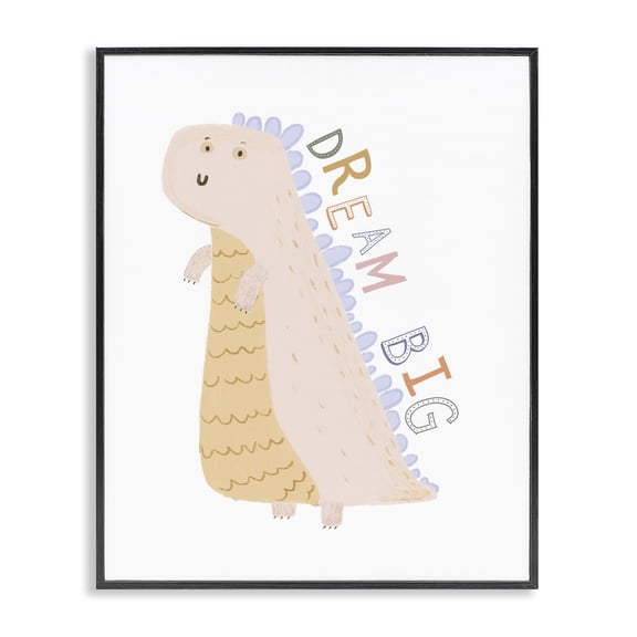 Stupell Industries Contemporary Dream Big Pastel T-Rex Black Framed Giclee Art, 11 x 14, by Katie Griggs