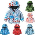 thumbnail image 2 of XBASW Toddler Kids Boys Girls Hooded Raincoat Cartoon Printing Windbreaker Jacket Baby Spring Fall Rain Coat 2-7T, 2 of 8