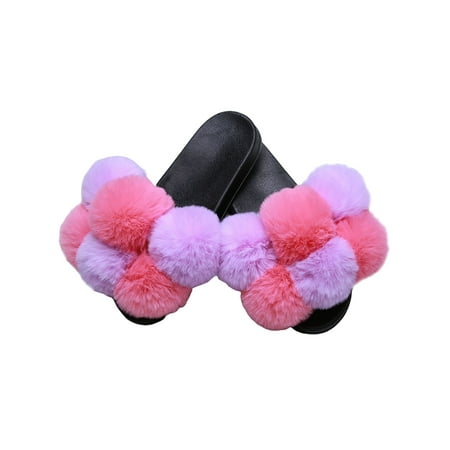 

Colisha Women s Faux Fur Slides Slippers Fluffy Fuzzy Sandals Furry Slide Flip Flop Open Toe Indoor Outdoor