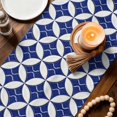 thumbnail image 2 of Retro Rhombus Cotton Linen Table Runner for Dining Kitchen, Morocco Abstract Geometric Art Navy Blue Wedding Outdoor Party Tablerunners, Dresser Scarf Coffee Tablecloth Runners 13x72 Inches, 2 of 9