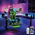 Hoffree Gaming Chair with bluetooth Speakers and Footrest Massage