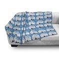 thumbnail image 3 of Whales Soft Flannel Fleece Blanket, Sunrays Waves Clouds Circle Tale Visualization Big Mammal Happy Pattern, Cozy Plush for Indoor and Outdoor Use, 50" x 60", Sky Blue Yellow White, by Ambesonne, 3 of 6